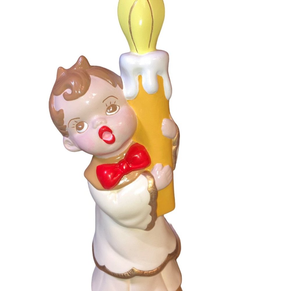 Ceramic Caroler with Candle Vintage 10.5 inch